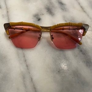 Yellow and pink bamboo Gucci sunglasses